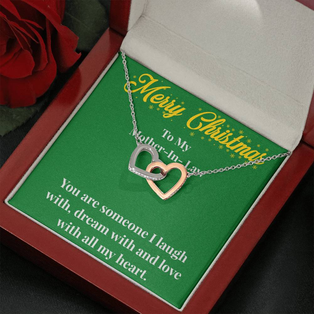 Merry Christmas To My Mother-In-Law Interlocking Hearts Necklace - Gift for Mother - Necklace for Mother-In-Law