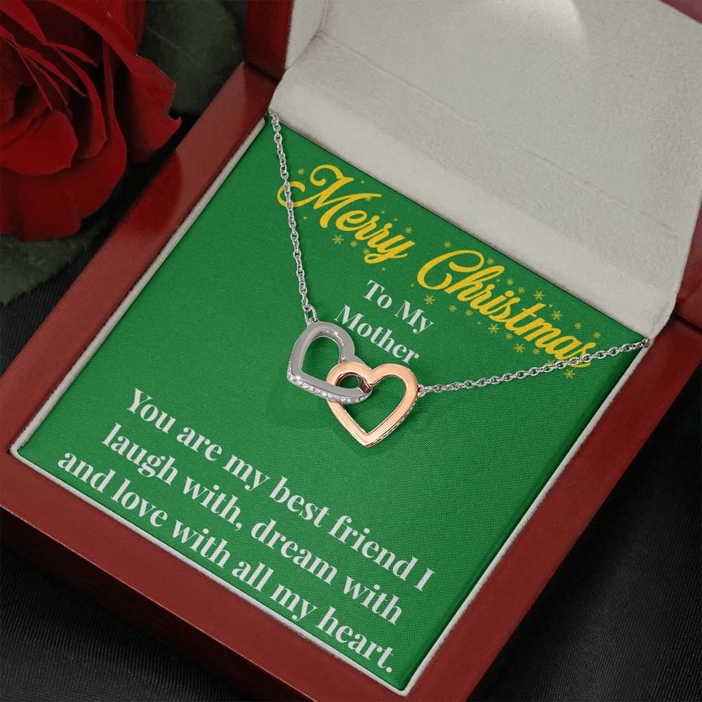 Merry Christmas To My Mother Interlocking Hearts Necklace - Gift for Mom - Necklace for Mom