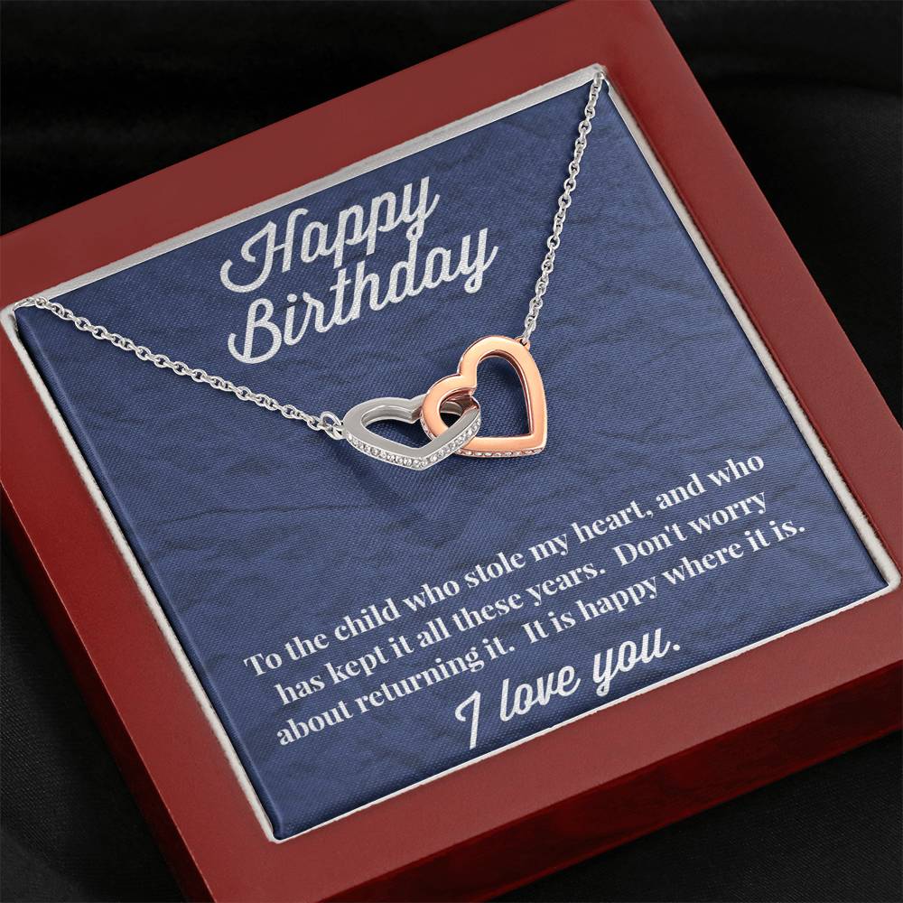 Happy Birthday Interlocking Hearts Necklace