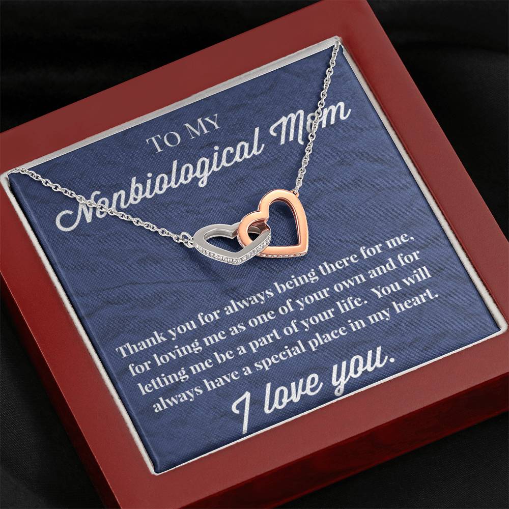 To My Nonbiological Mom Interlocking Hearts Necklace, Bonus Mom Necklace, Stepmom Necklace, Bonus Mom Jewelry