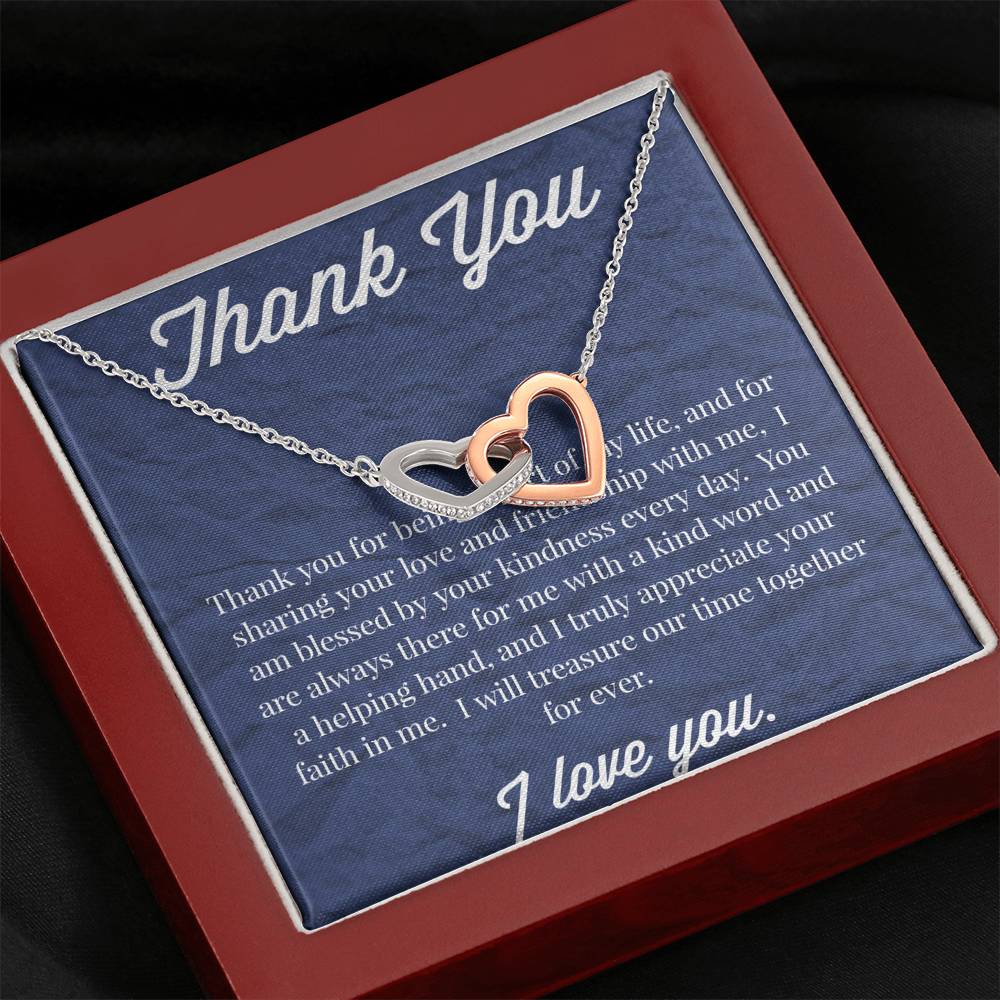 Thank You Interlocking Hearts Necklace