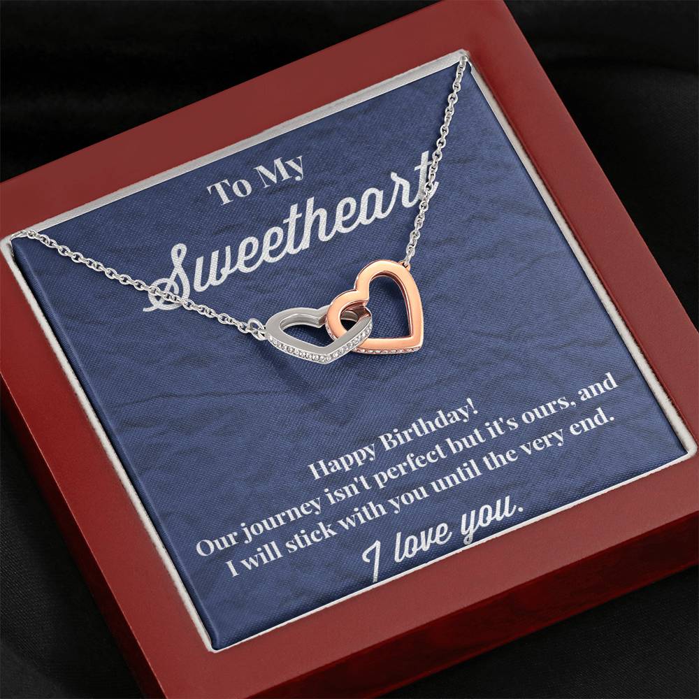 Happy Birthday To My Sweetheart Interlocking Hearts Necklace - Sweetheart Necklace - Jewelry for Wife - Necklace for Wife