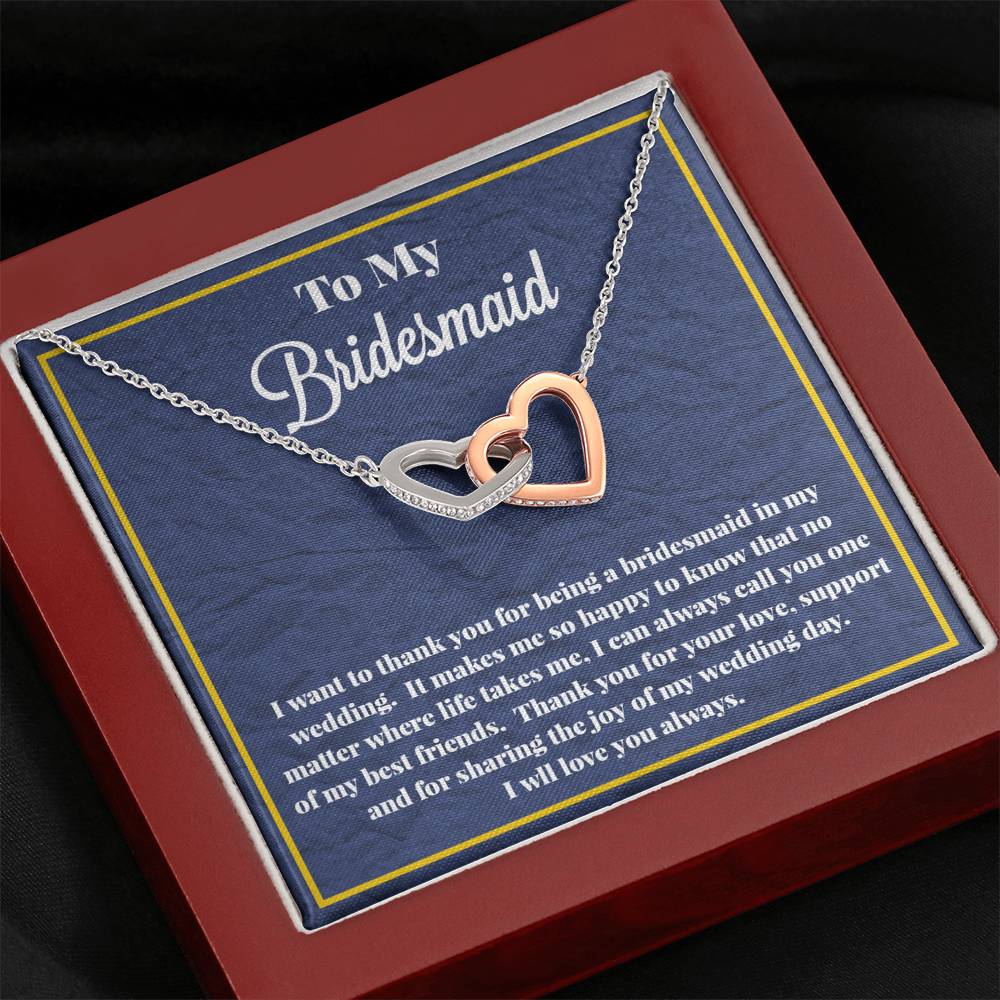 To My Bridesmaid Interlocking Hearts Necklace