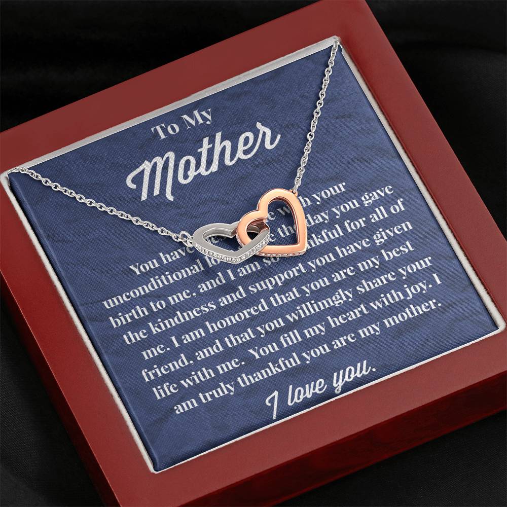 To My Mother Interlocking Hearts Necklace - Jewelry for Mom - Gift for Mom