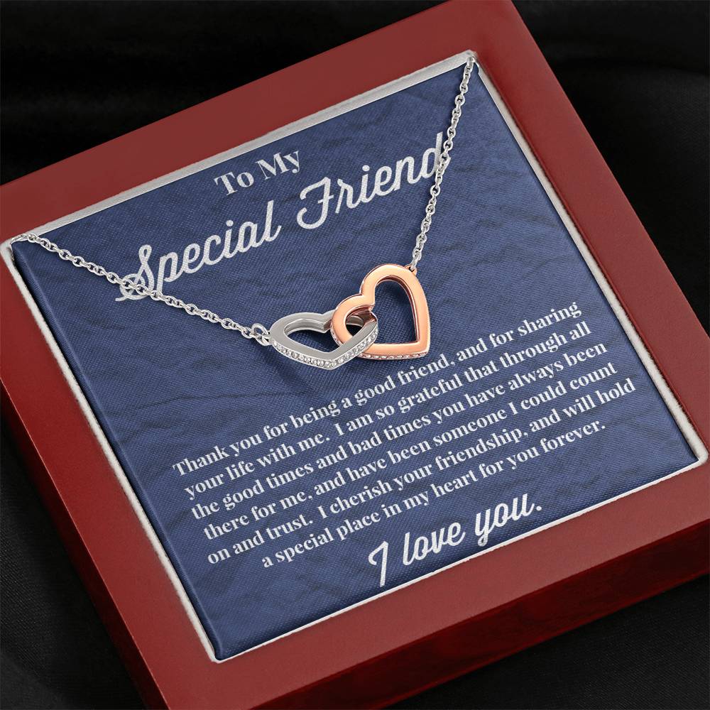To My Special Friend Interlocking Hearts Necklace, Gift for Best Friend, Necklace for Friend