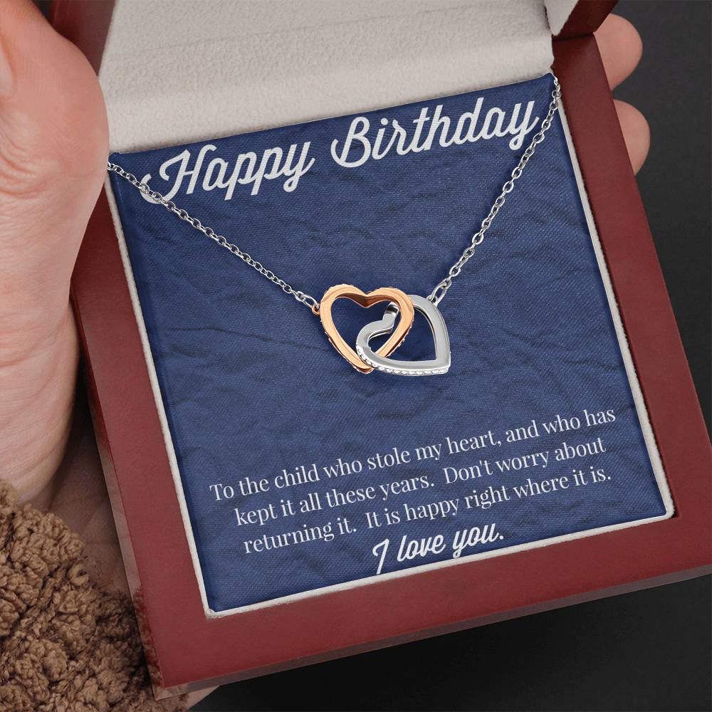 Happy Birthday Interlocking Hearts Necklace