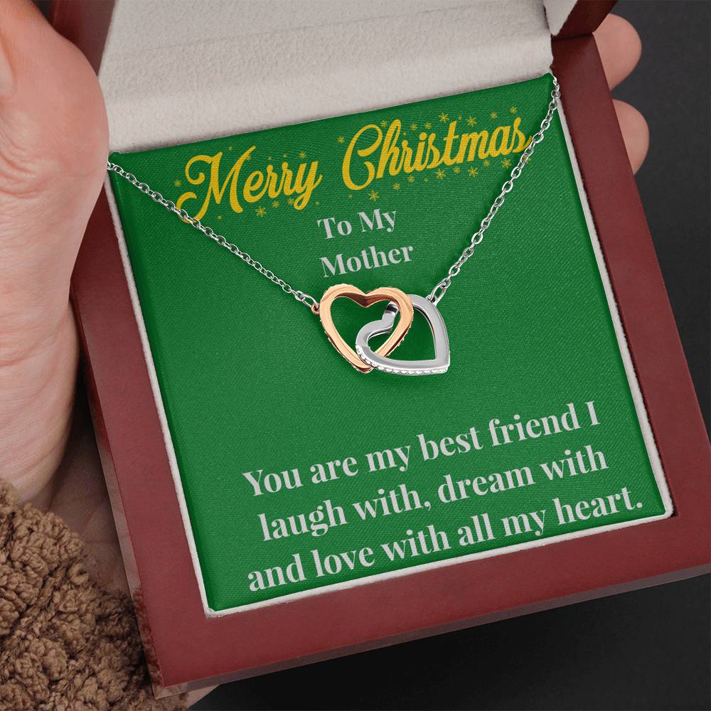 Merry Christmas To My Mother Interlocking Hearts Necklace - Gift for Mom - Necklace for Mom