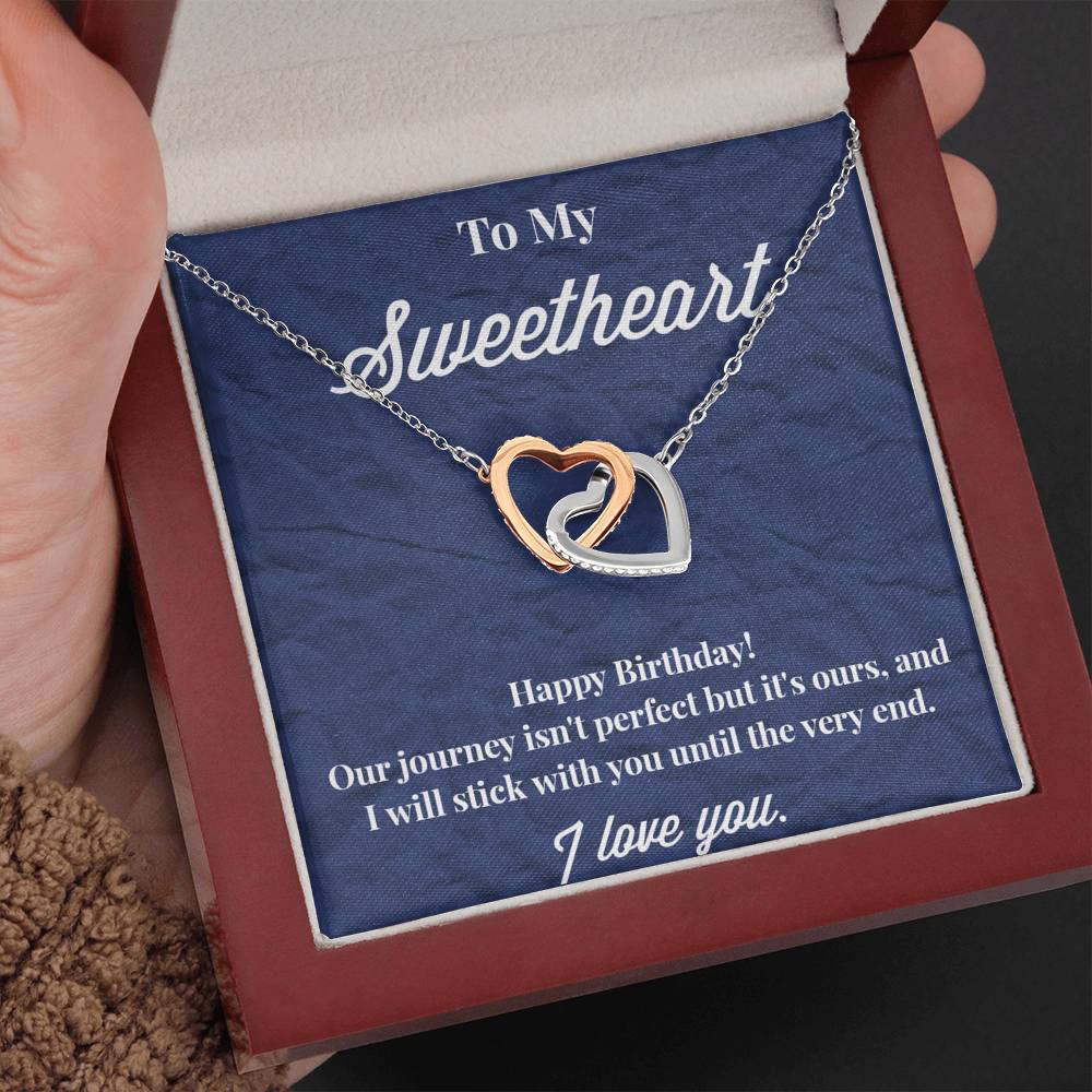 Happy Birthday To My Sweetheart Interlocking Hearts Necklace - Sweetheart Necklace - Jewelry for Wife - Necklace for Wife