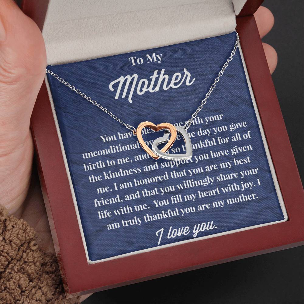 To My Mother Interlocking Hearts Necklace - Jewelry for Mom - Gift for Mom