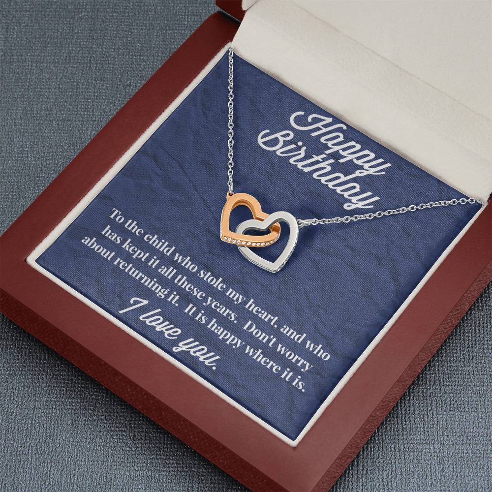 Happy Birthday Interlocking Hearts Necklace
