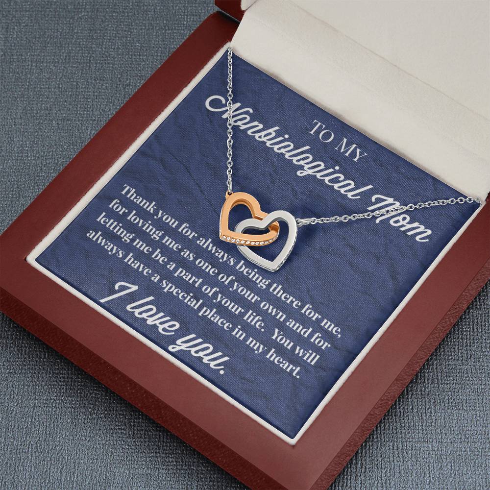 To My Nonbiological Mom Interlocking Hearts Necklace, Bonus Mom Necklace, Stepmom Necklace, Bonus Mom Jewelry