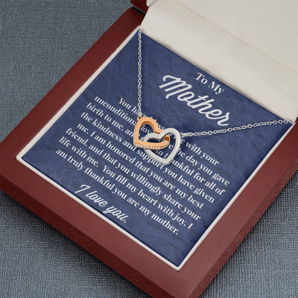To My Mother Interlocking Hearts Necklace - Jewelry for Mom - Gift for Mom
