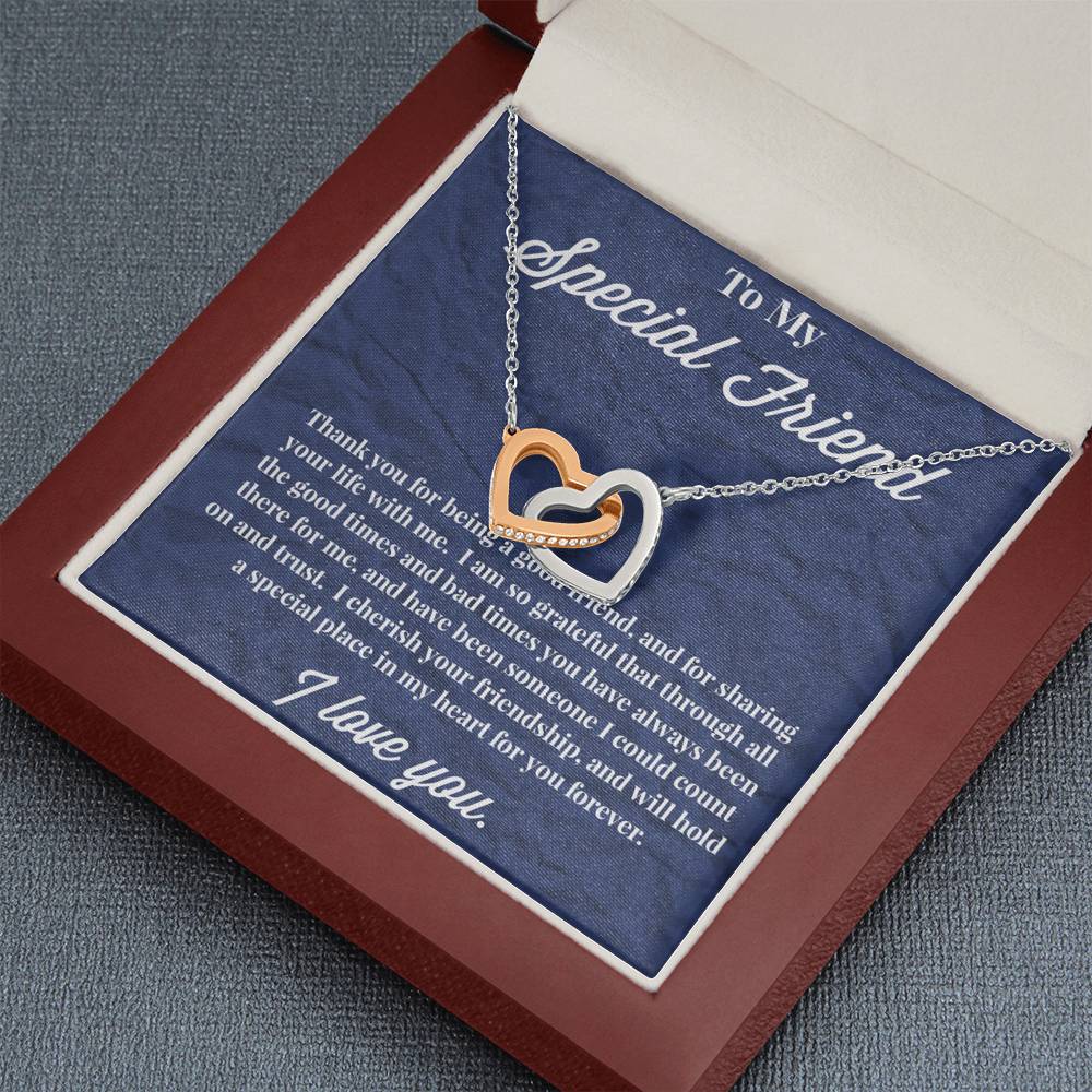 To My Special Friend Interlocking Hearts Necklace, Gift for Best Friend, Necklace for Friend