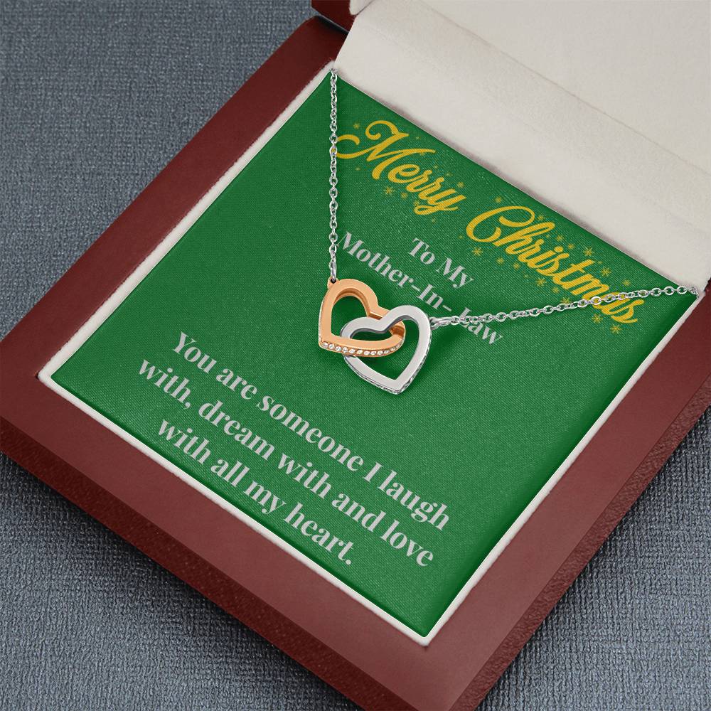 Merry Christmas To My Mother-In-Law Interlocking Hearts Necklace - Gift for Mother - Necklace for Mother-In-Law