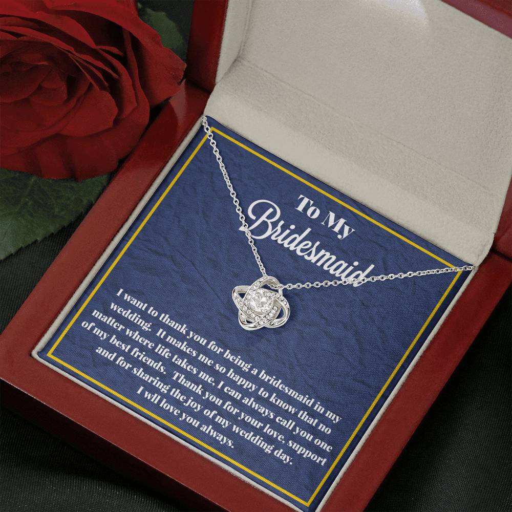 To My Bridesmaid Love Knot Necklace