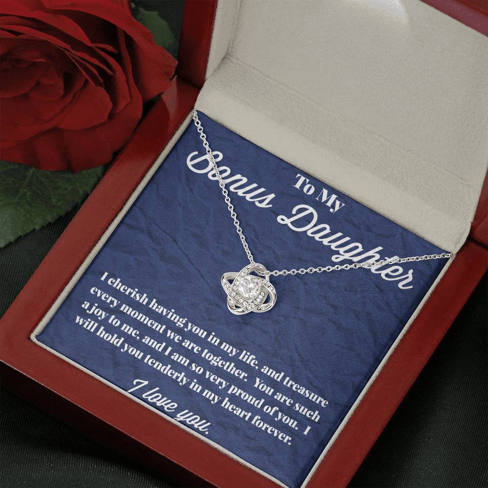 To My Bonus Daughter Love Knot Necklace, Stepdaughter Necklace, Bonus Daughter Jewelry, Nonbiological Daughter Necklace