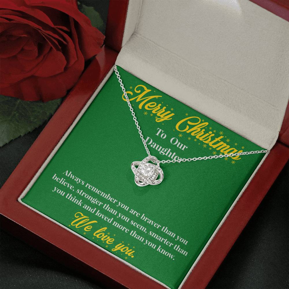 Merry Christmas to Our Daughter - Love Knot Necklace - Christmas Gift for Daughter - Necklace for Daughter
