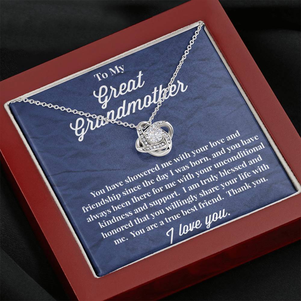 To My Great Grandmother Love Knot Necklace - Jewelry for Grandmother - Gift for Grandmother