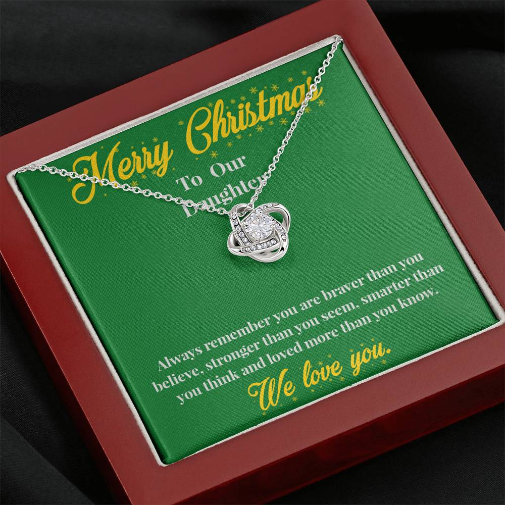 Merry Christmas to Our Daughter - Love Knot Necklace - Christmas Gift for Daughter - Necklace for Daughter