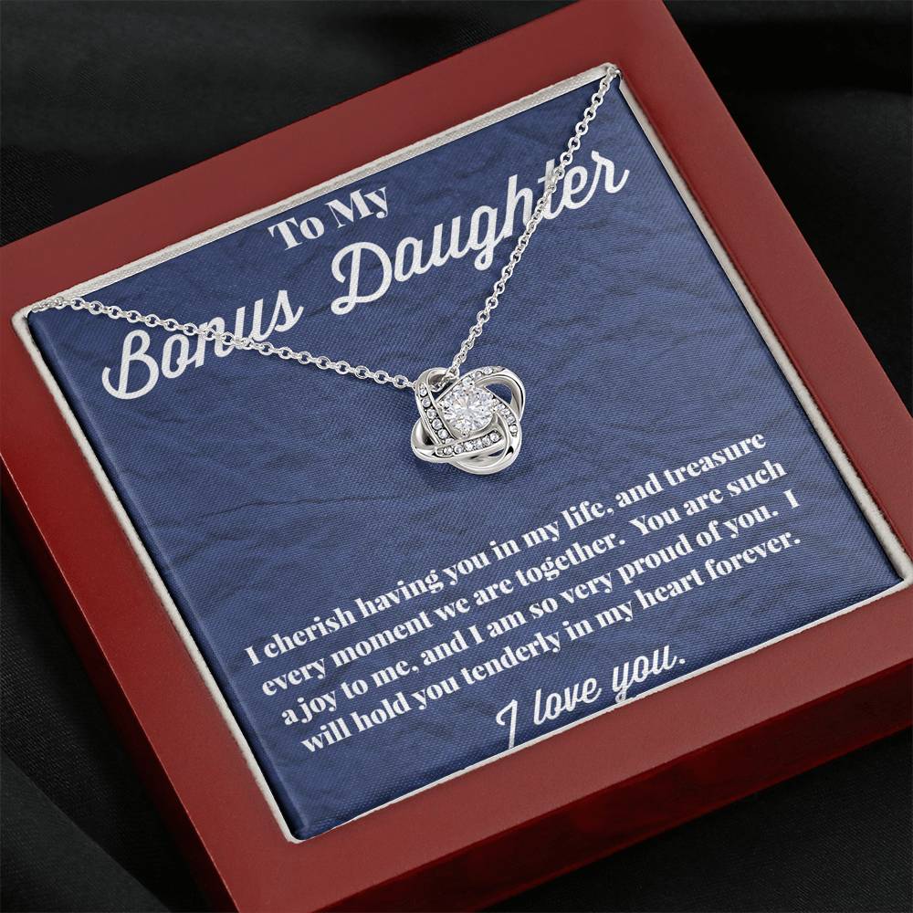 To My Bonus Daughter Love Knot Necklace, Stepdaughter Necklace, Bonus Daughter Jewelry, Nonbiological Daughter Necklace