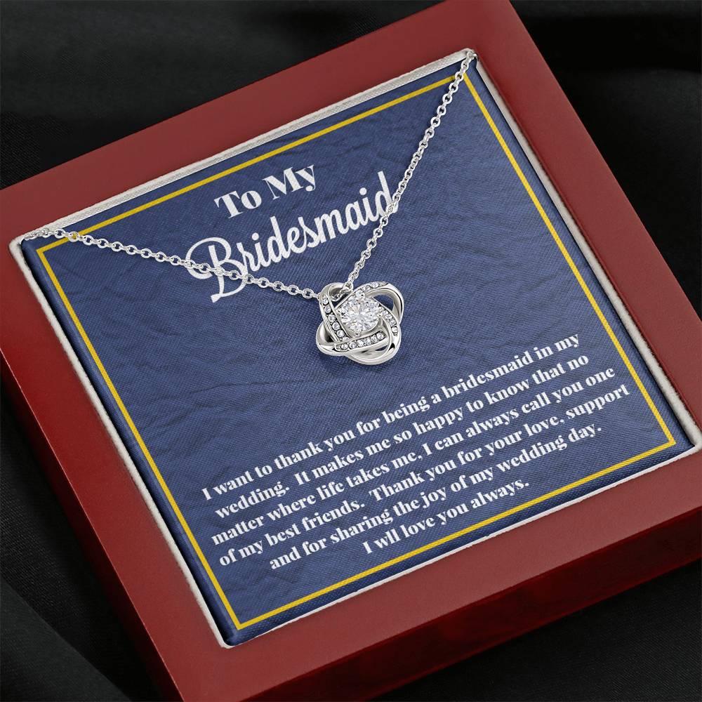 To My Bridesmaid Love Knot Necklace