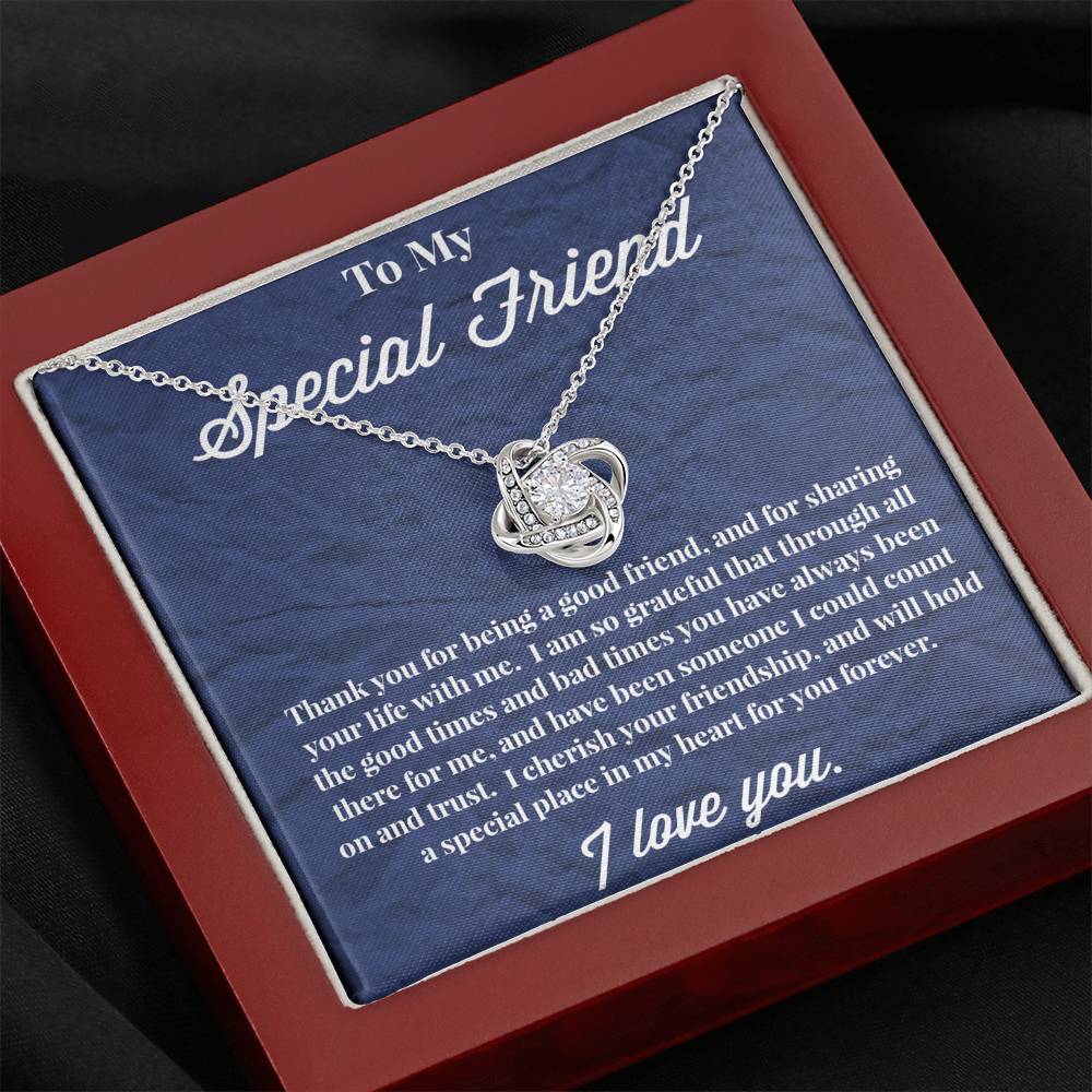 To My Special Friend Love Knot Necklace, Gift for Best Friend, Necklace for Friend