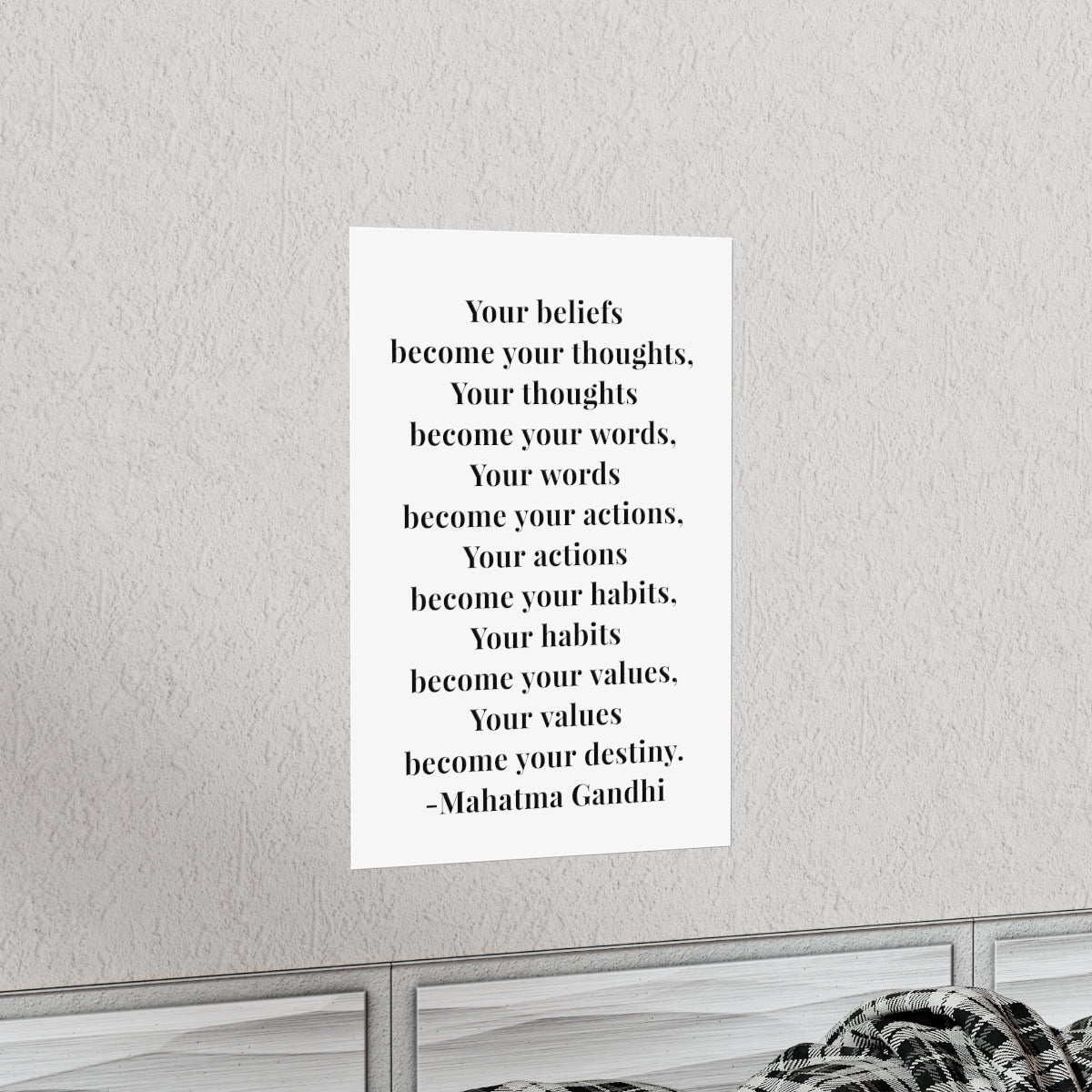 Mahatma Gandhi Quote - Your Beliefs Become Your Thoughts - Premium Matte Vertical Poster