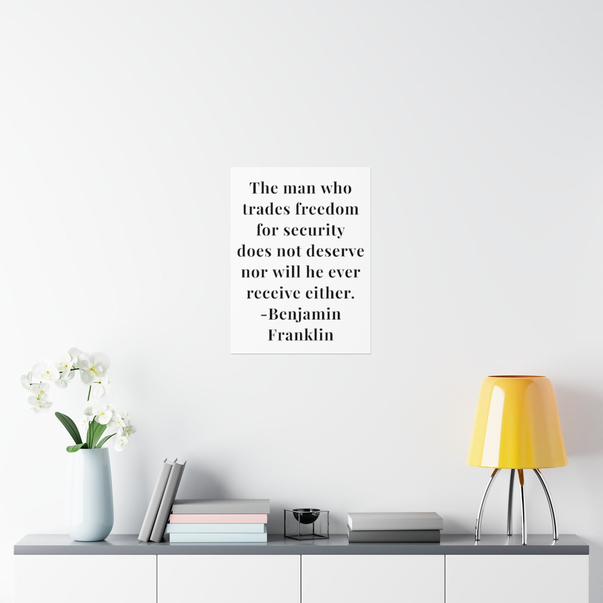 Benjamin Franklin Quote - The Man Who Trades Freedom Premium Matte Vertical Poster