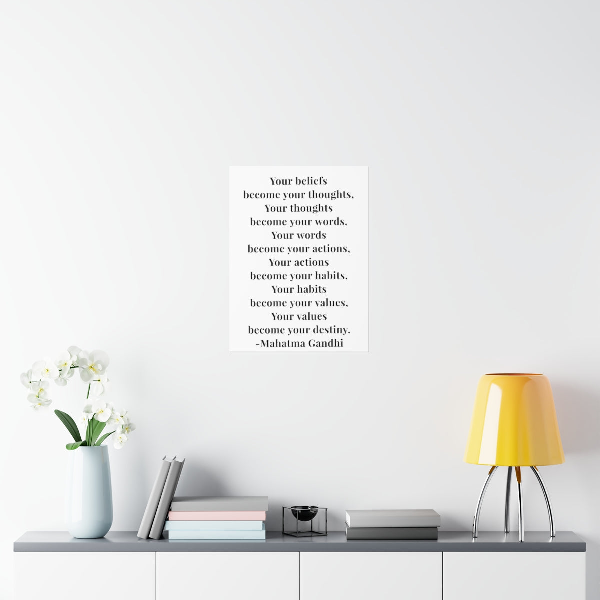 Mahatma Gandhi Quote - Your Beliefs Become Your Thoughts - Premium Matte Vertical Poster