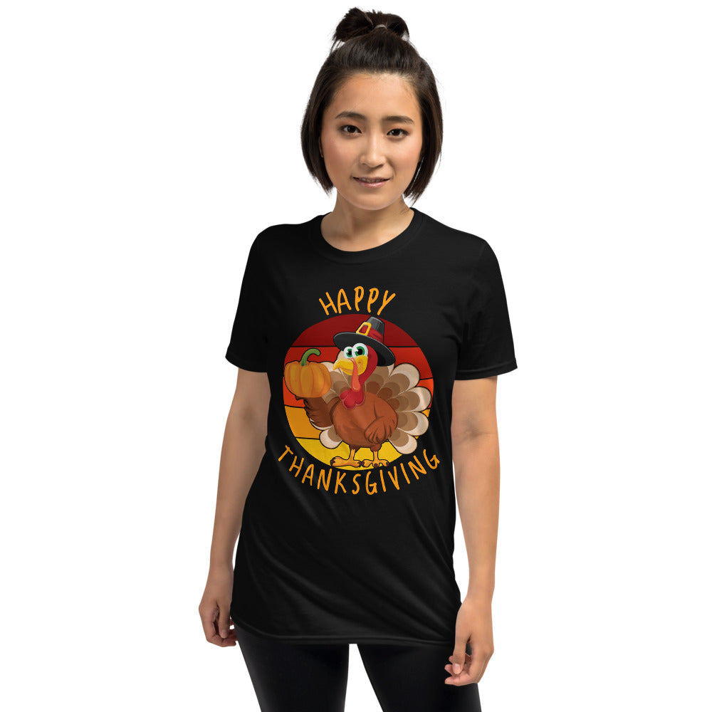 Happy Thanksgiving T-Shirt - Thanksgiving Turkey Short