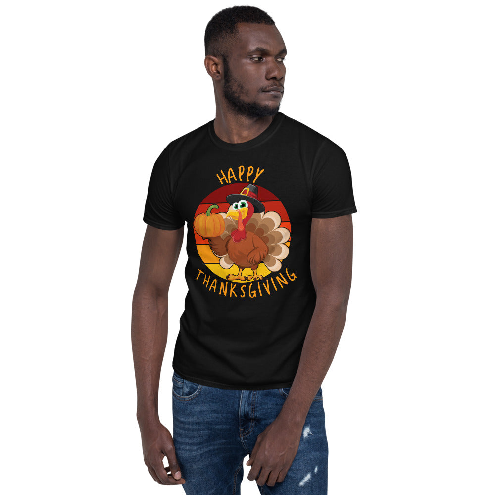 Happy Thanksgiving T-Shirt - Thanksgiving Turkey Short