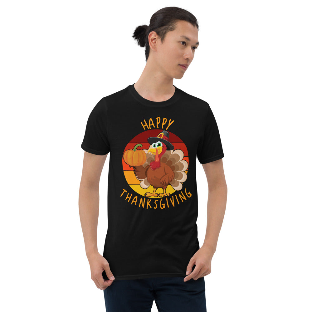 Happy Thanksgiving T-Shirt - Thanksgiving Turkey Short