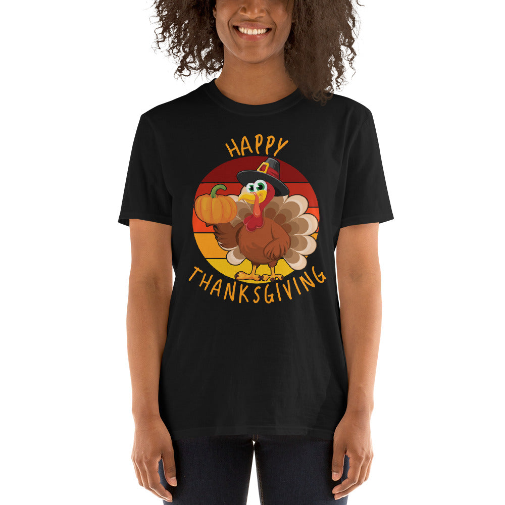 Happy Thanksgiving T-Shirt - Thanksgiving Turkey Short