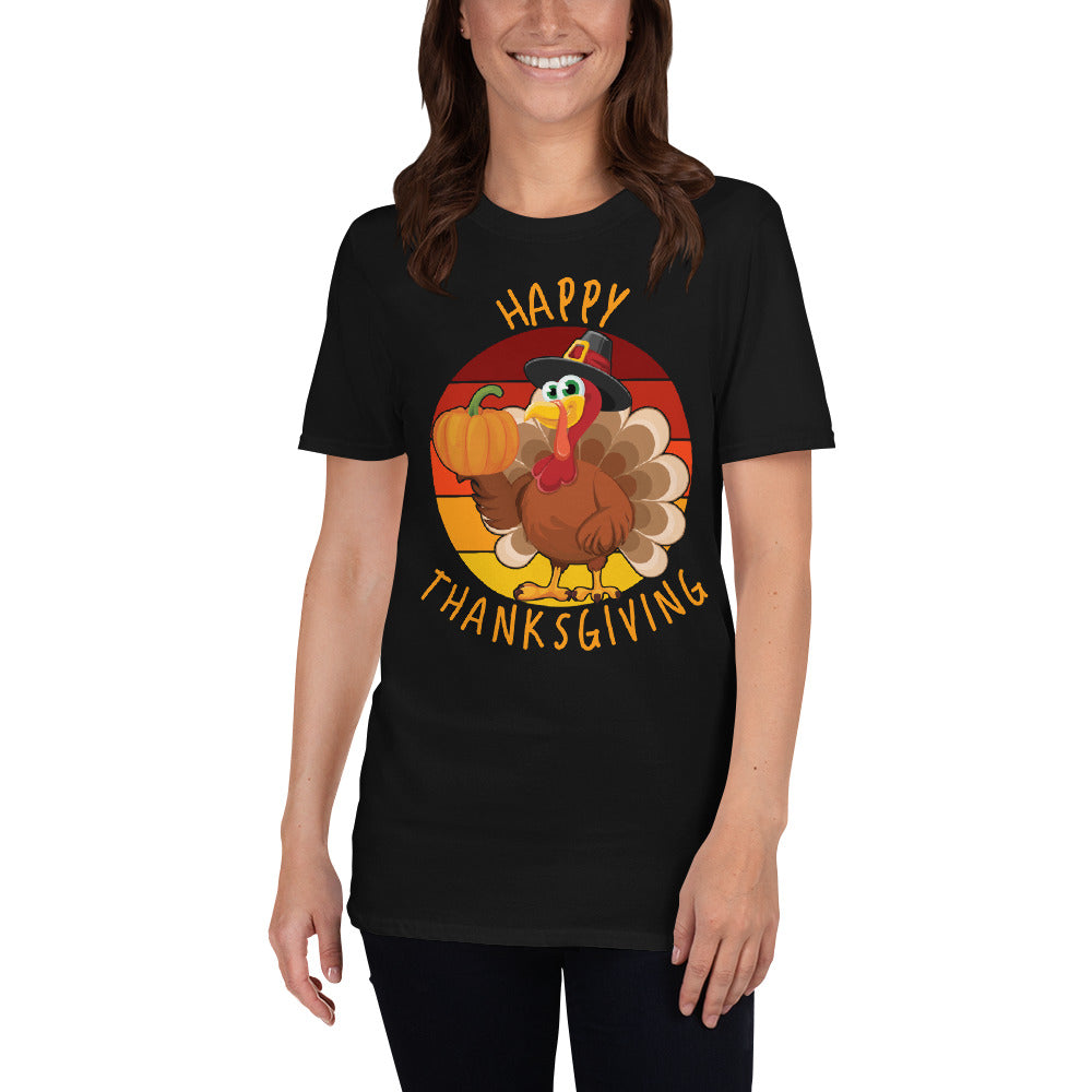 Happy Thanksgiving T-Shirt - Thanksgiving Turkey Short